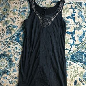 H&M Black Tank Top/Mini Dress with Silver Detail
